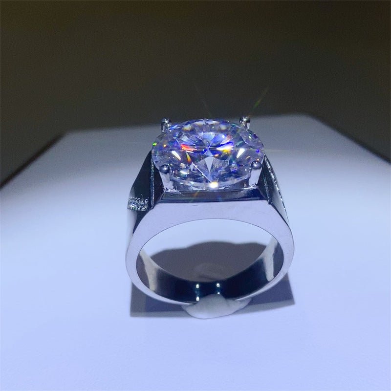 Men’s VVS Moissanite Ring 5 Carat 10 Carat U-Shape Solitaire Statement Ring – view 1