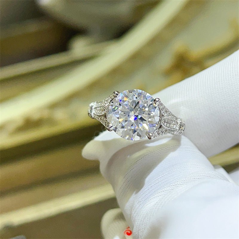 3 Carat Moissanite Ring for Women, Lace-Inspired Halo Engagement Ring – view 1