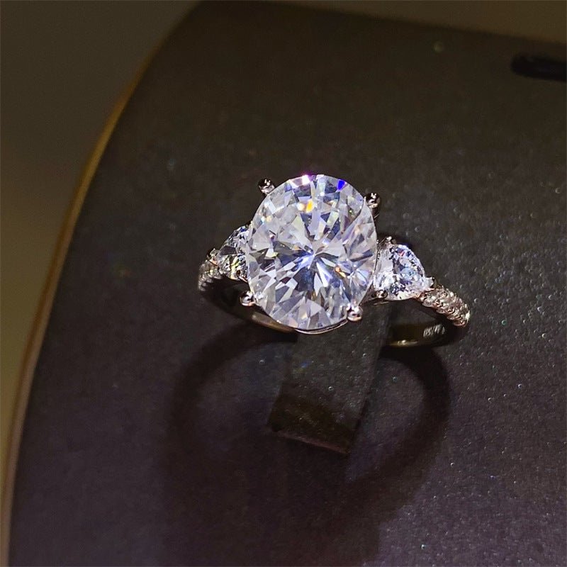 5 Carat Oval Moissanite Ring for Women, Halo-Style Engagement Ring with Pavé Band – view 1