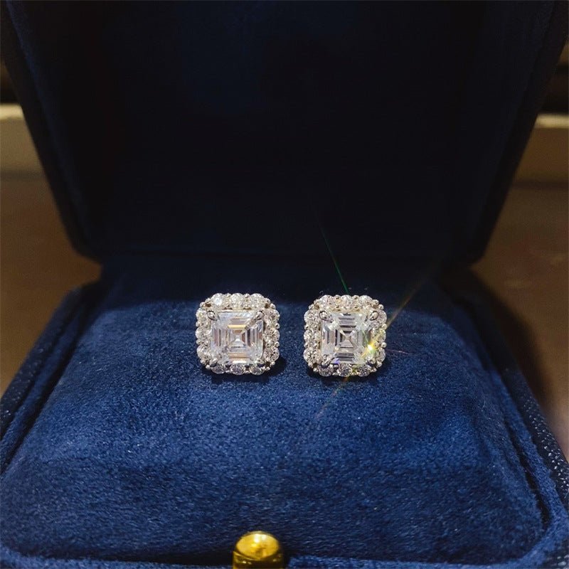 2 Carat Asscher-Cut Moissanite Halo Stud Earrings – image 1