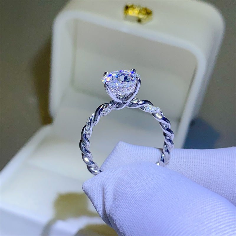 2 Carat VVS Moissanite Ring for Women, Twisted Band Solitaire Engagement Ring – view 1
