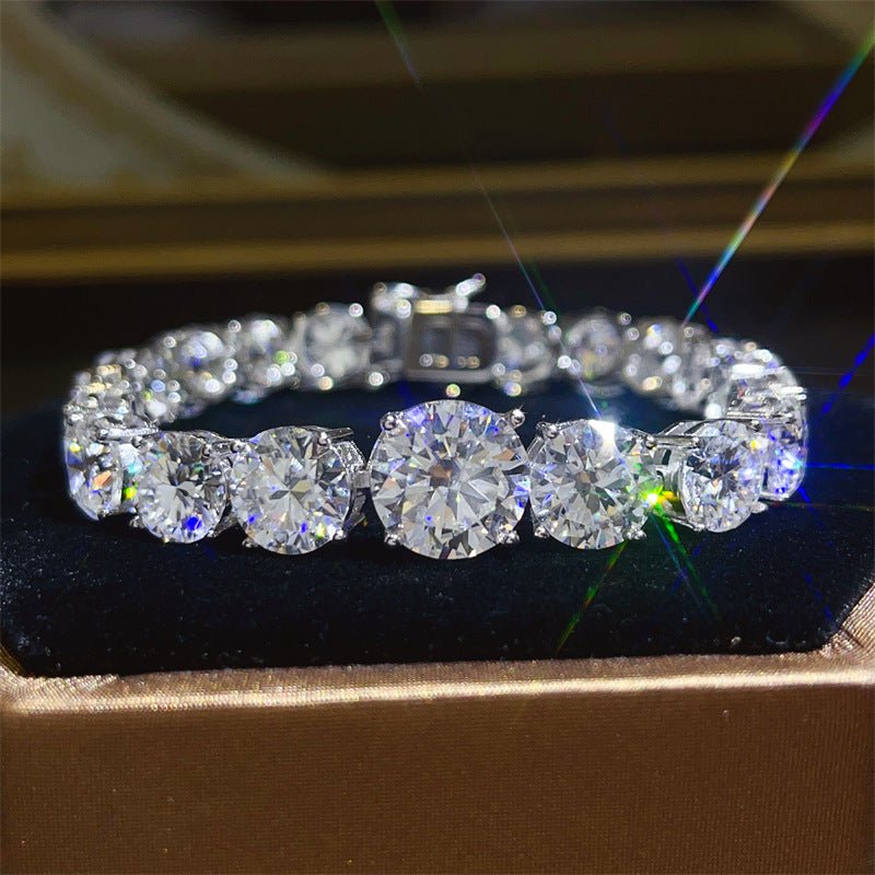 Moissanite Tennis Bracelet for Women, Round Four-Prong Full Stone Bracelet, 15cm 16cm 17cm 18cm – view 1