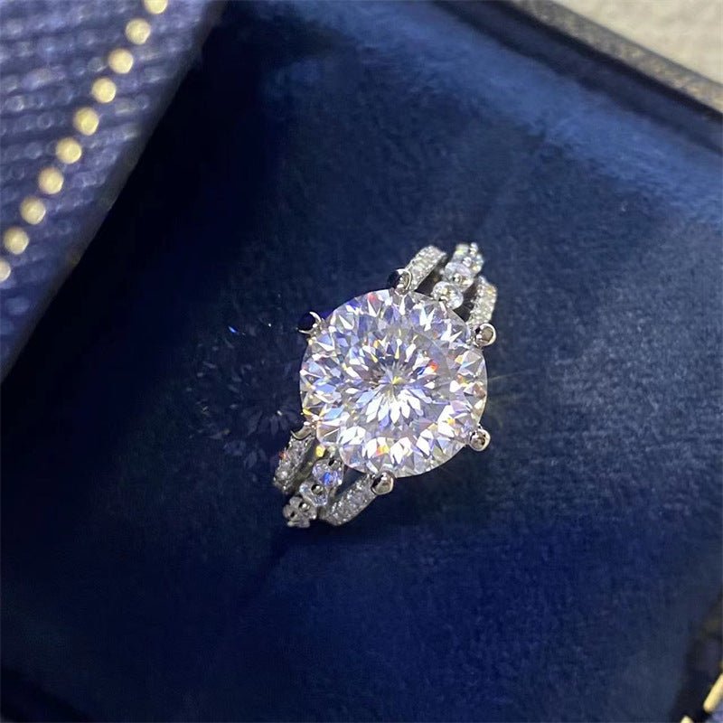 5 Carat Moissanite Ring for Women, Round Cut Pave Split Shank Engagement Ring – view 1