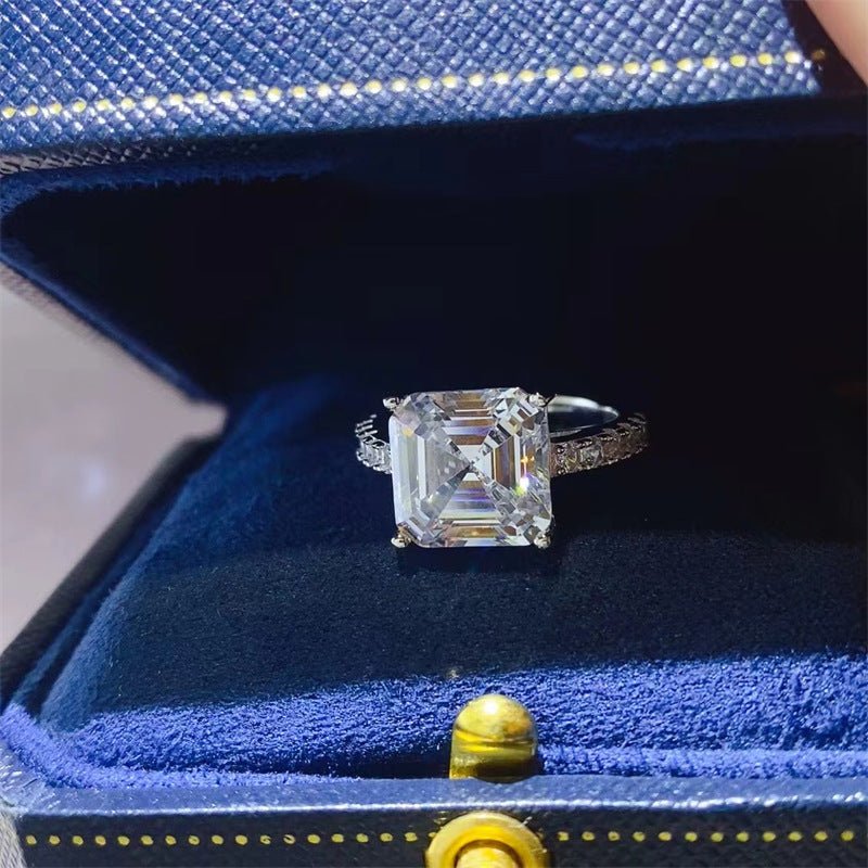Asscher Cut Moissanite Ring for Women – Emerald-Style Solitaire Engagement Ring, 1 Carat 2 Carat 3 Carat 5 Carat, Sizes 9-20 – view 1