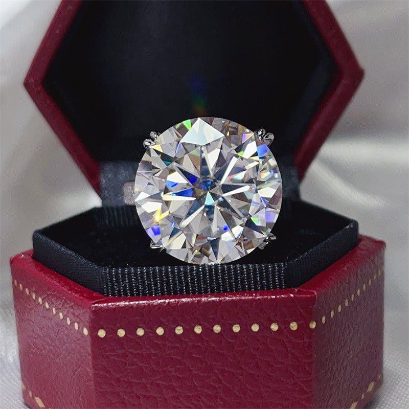 20 Carat Moissanite Ring for Women – Oversized Round Solitaire Engagement Ring – view 1