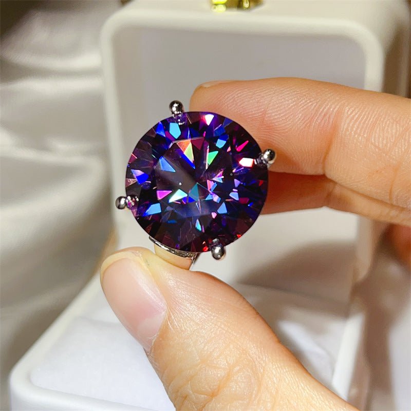 Purple Moissanite Ring for Women – Oversized Round Solitaire Statement Engagement Style Ring – view 1