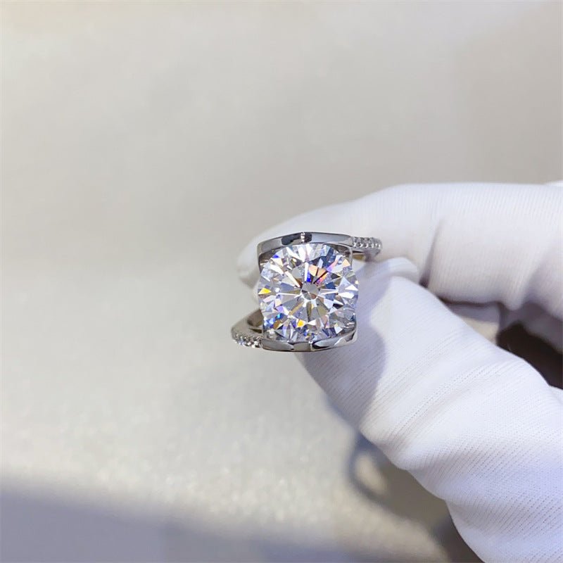 5 Carat VVS Moissanite Ring for Women, Cushion Cut Engagement Ring with Pavé Band – view 1