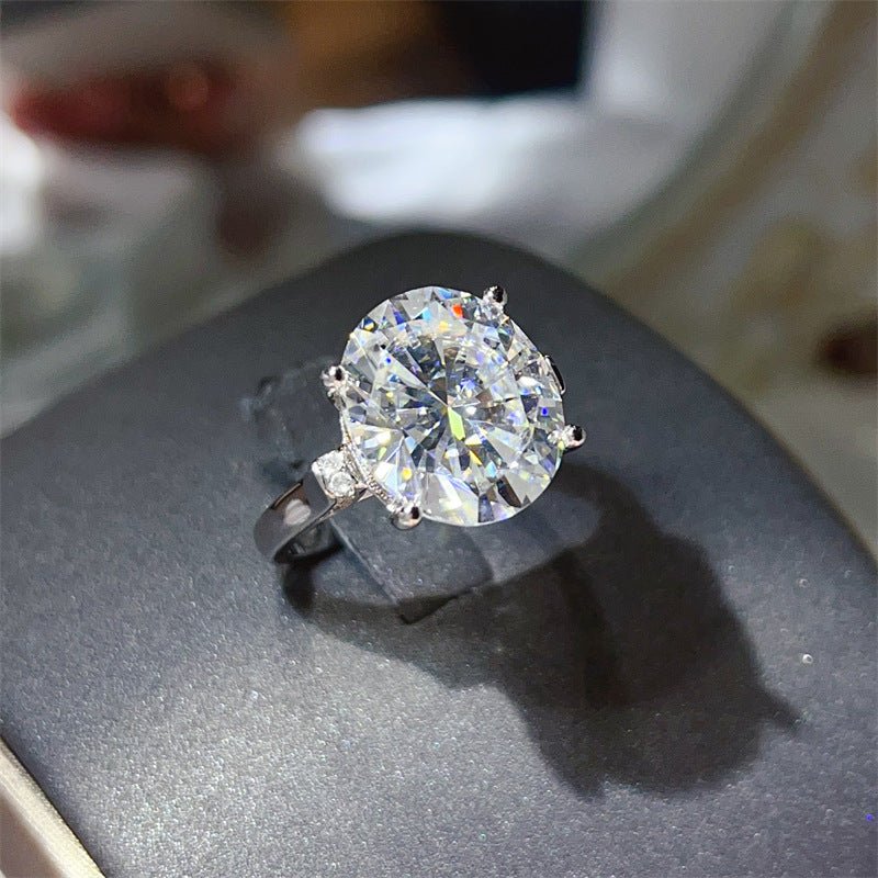 Oval Moissanite Ring for Women, 3 Carat Lace-Style Engagement Ring with Side Accent Stones – view 1