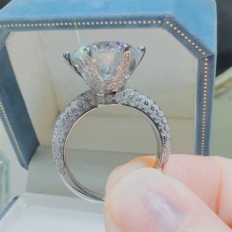 5 Carat Moissanite Ring for Women, D Color Solitaire Engagement Ring with Pave Band – view 1