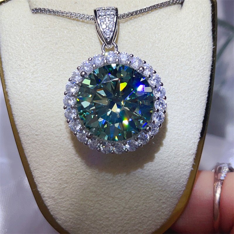 20 Carat Round Moissanite Halo Pendant Necklace – image 1