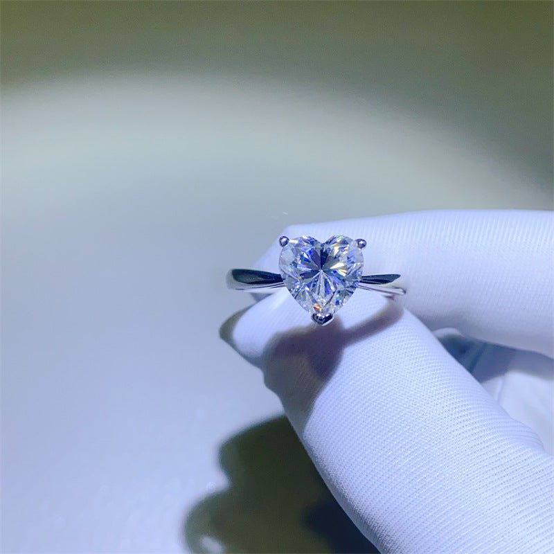 Heart Shape Moissanite Ring for Women, Solitaire Promise Ring, Engagement Style Ring, 1 Carat or 2 Carat, Sizes 9-20 – view 1