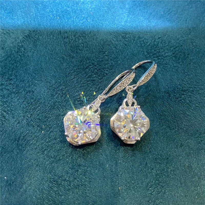 VVS Moissanite Drop Earrings, Cushion-Cut Dangle Leverback Earrings for Women – view 1