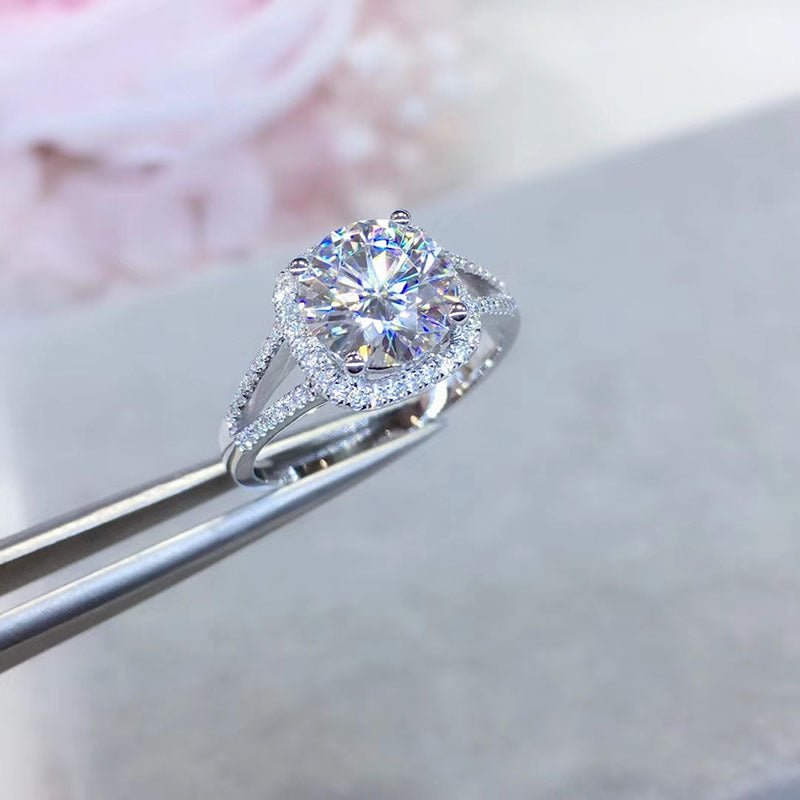 Moissanite Ring for Women, Halo Engagement Ring, Adjustable, PT950 – view 1