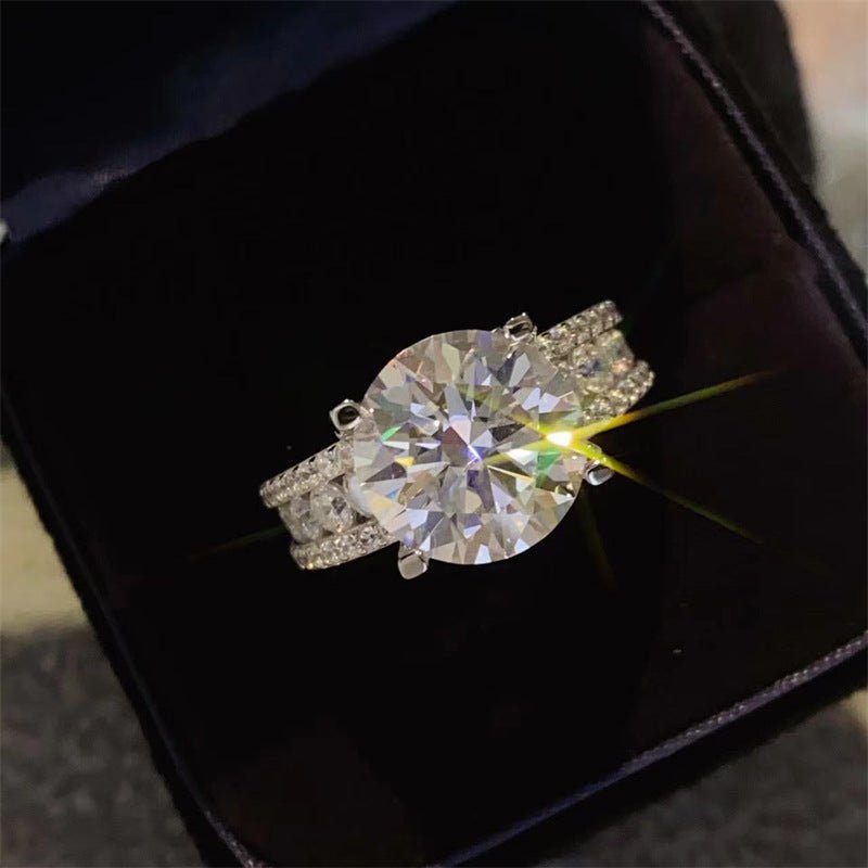 Round-Cut Moissanite Ring with Pavé Band, Women’s Size 9-19 – view 1