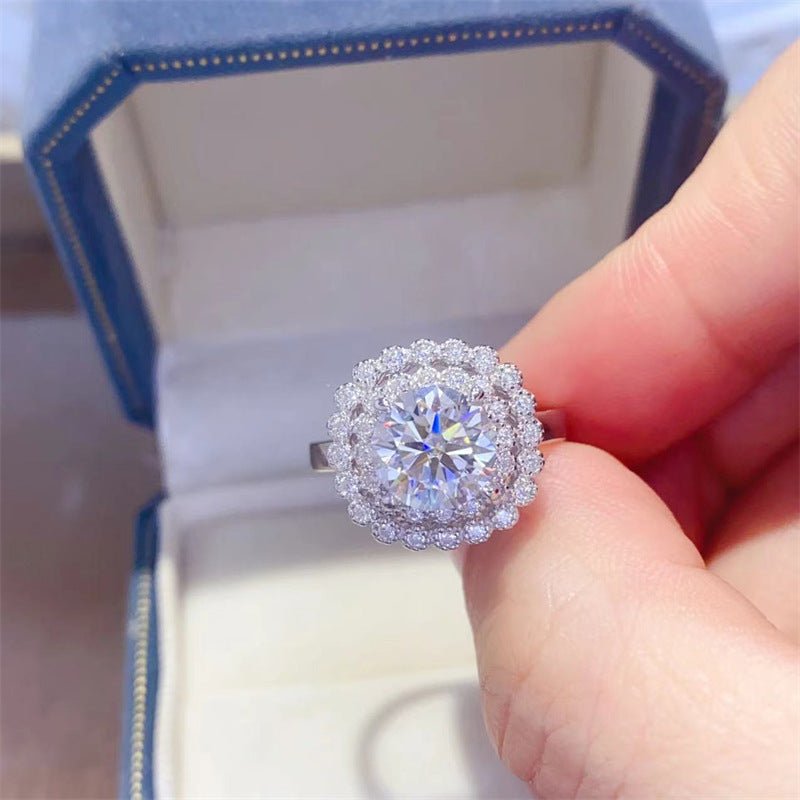 2 Carat Moissanite Halo Ring for Women, Round Engagement Ring, Promise Ring, Sizes 9-20 – view 1
