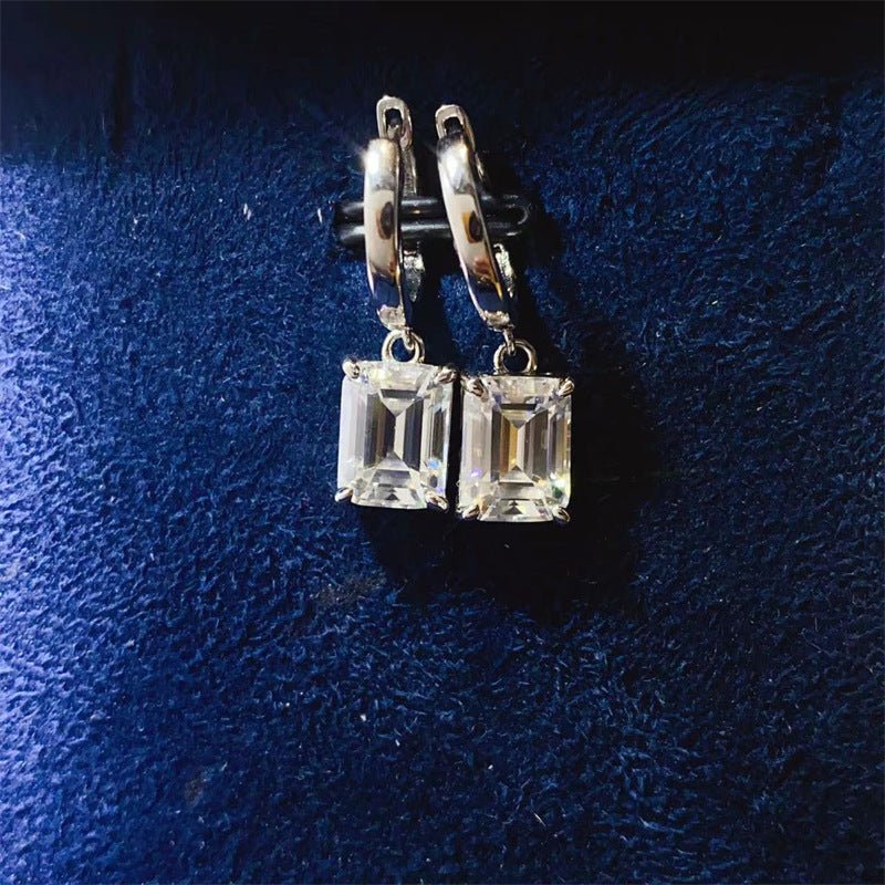 Emerald-Cut Moissanite Drop Hoop Earrings – image 1