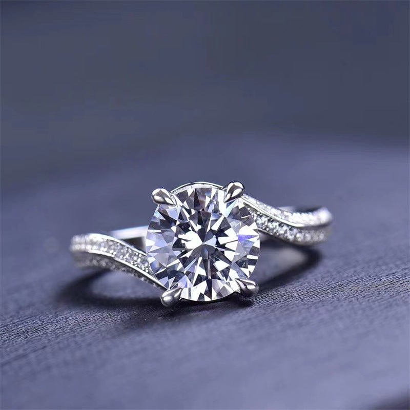 3 Carat Moissanite Ring for Women, Twisted Band Solitaire Style, Floral-Inspired Ring – view 1