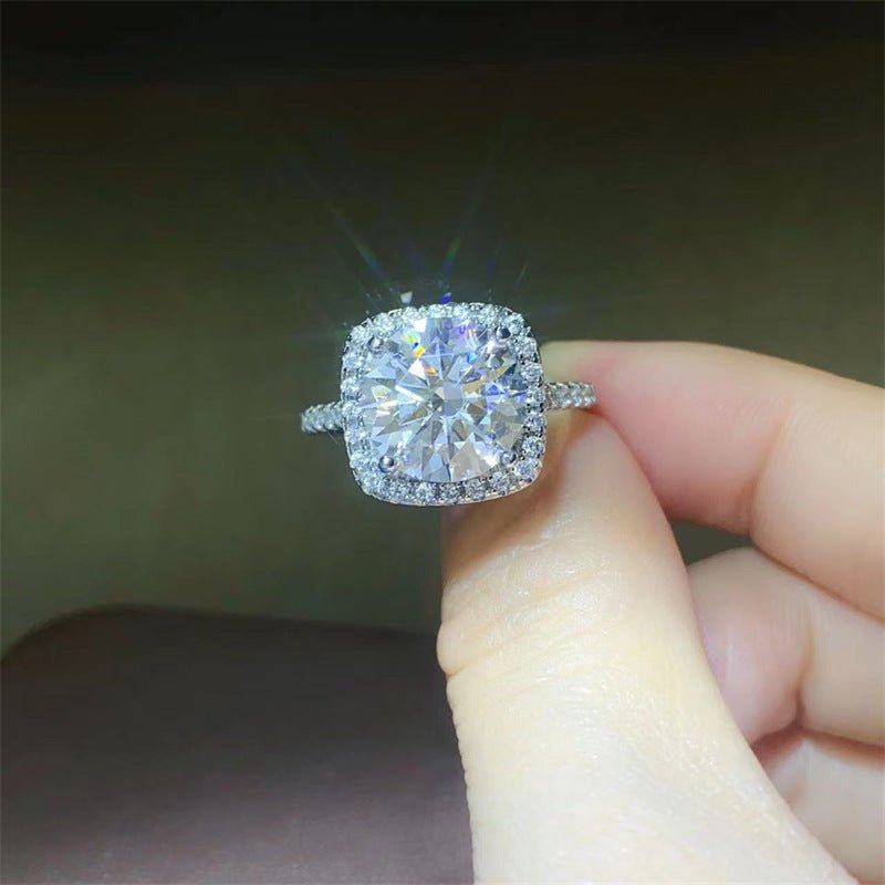 5 Carat Cushion Cut Moissanite Halo Ring for Women, Geometric Engagement Ring, Sizes 9-20 – view 1