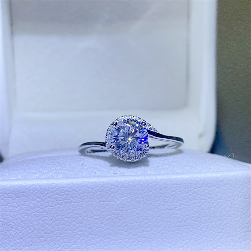 Moissanite Halo Ring for Women, Round Engagement Ring in S925 Silver, Elegant Promise Ring – view 1