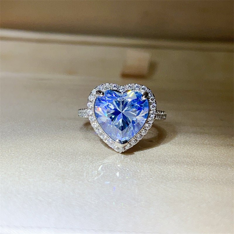 5 Carat Heart Moissanite Halo Ring for Women, Pave Engagement Ring – view 6