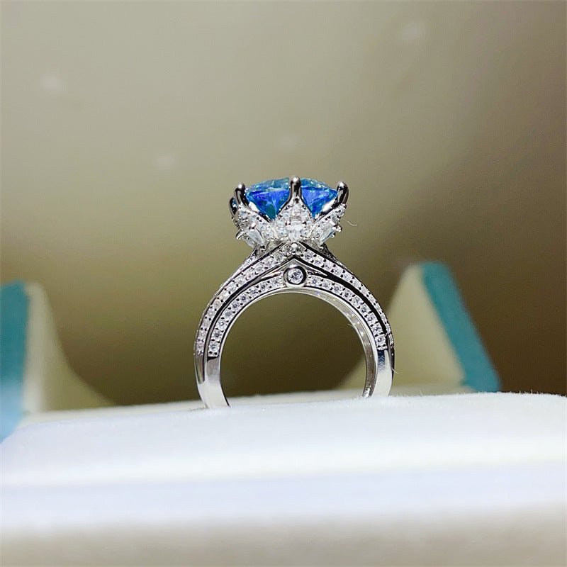 5 Carat Green Moissanite Ring for Women, Geometric U-Shaped Engagement Ring – view 1