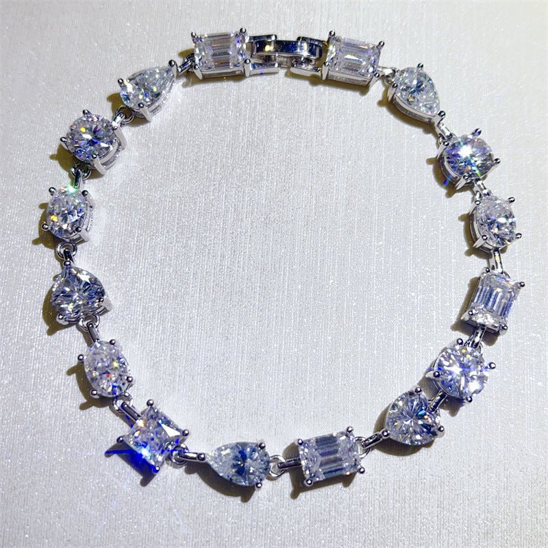 Moissanite Tennis Bracelet for Women, Mixed Shape Full Stone Bracelet 16cm 17cm 18cm – view 1