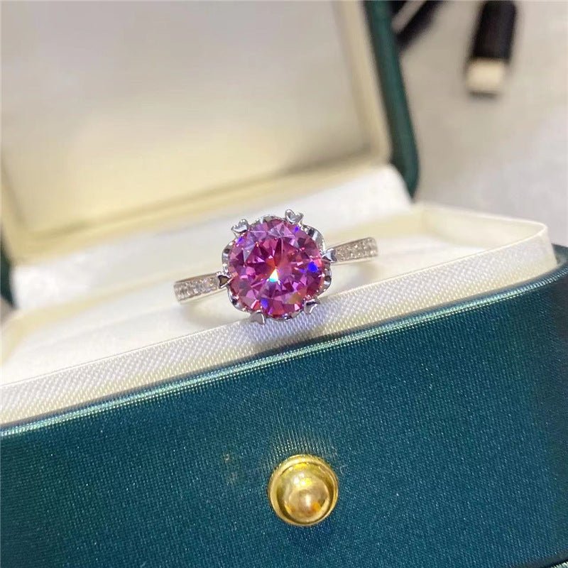 Pink Moissanite Ring for Women, Snowflake Halo Promise Ring – view 1