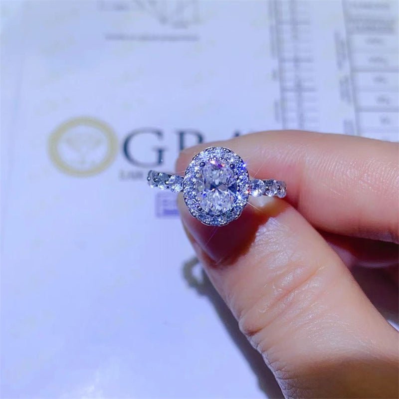 1 Carat Oval Moissanite Halo Ring for Women, Oval Cut Sparkle Ring, Everyday Dress Ring, Sizes 8-19 – view 1