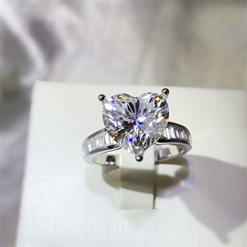 Heart Cut Moissanite Ring for Women, Halo-Style Engagement Ring, 1 Carat 2 Carat 3 Carat 5 Carat Promise Ring – view 1