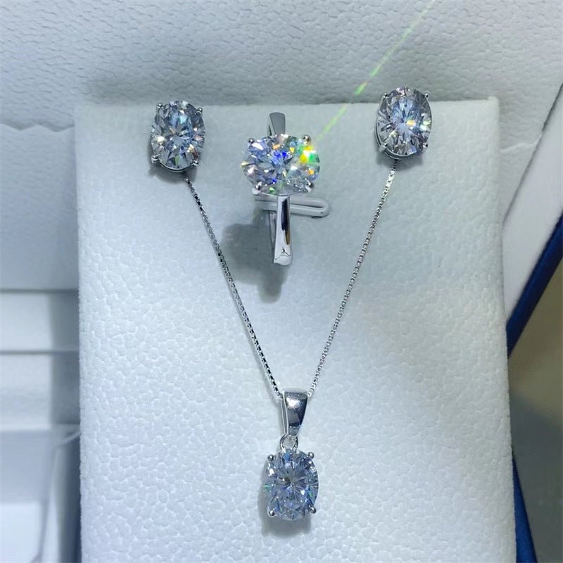Oval Moissanite Ring, Stud Earrings & Pendant Jewelry Collection – view 2