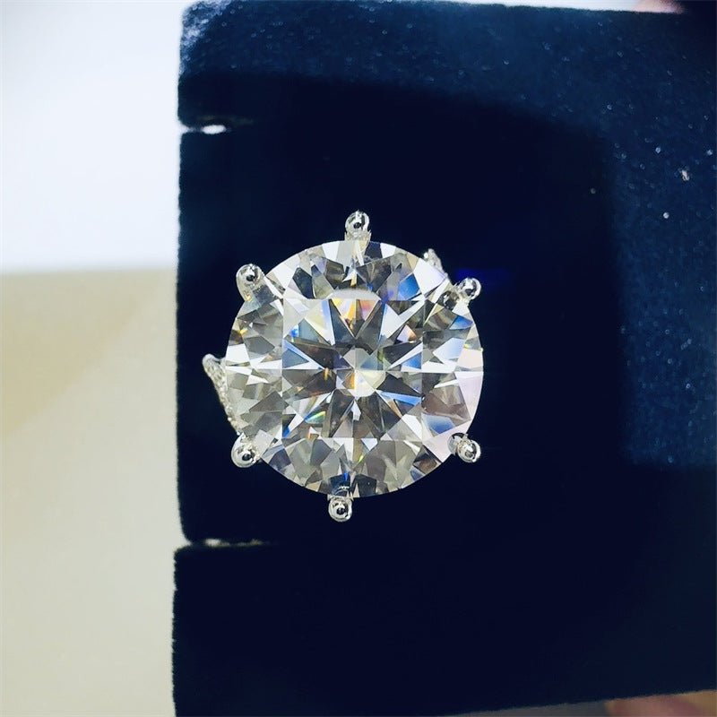 10 Carat Round Moissanite Ring for Women, Large Solitaire Engagement Ring, Fashion Wedding Ring – view 1