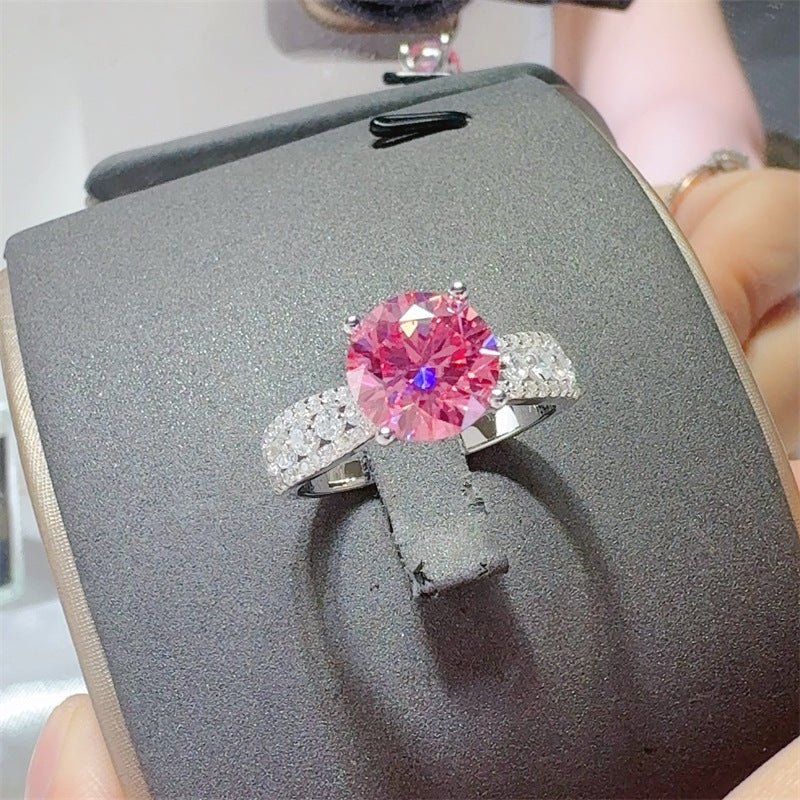 Pink Moissanite Halo Ring for Women, 2 Carat or 3 Carat Engagement Style Ring – view 1