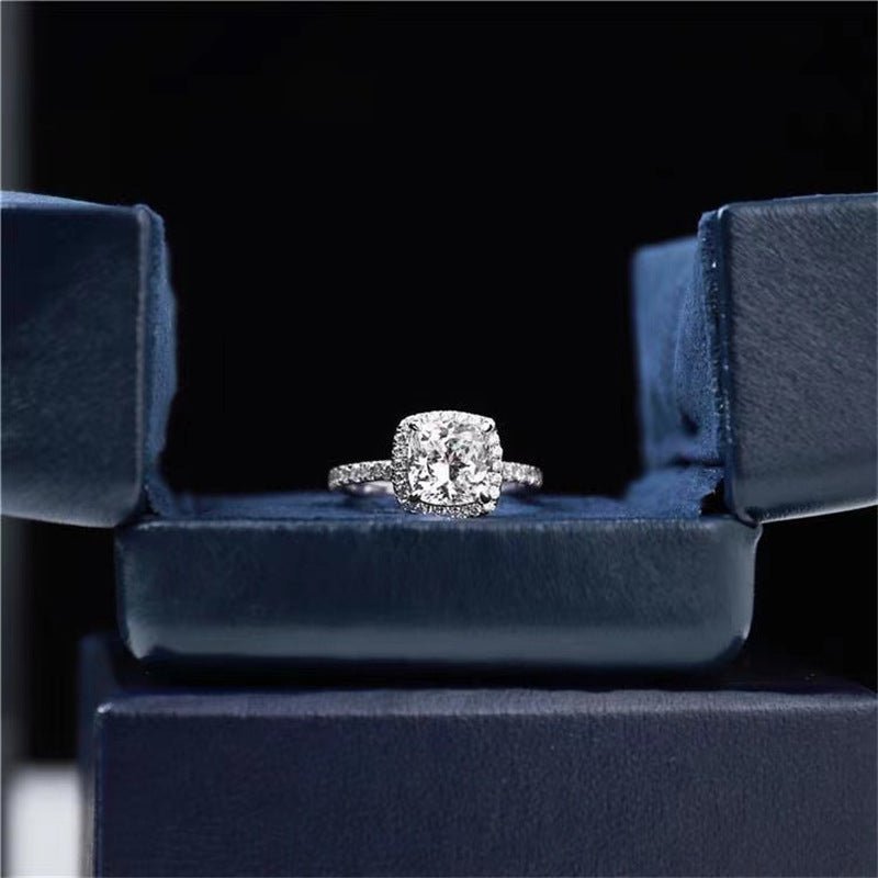 Cushion Cut Moissanite Halo Ring, Pavé Band, Women’s Ring, Sizes 8-19 – view 1
