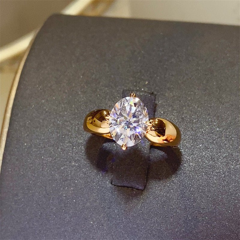 2 Carat Moissanite Ring for Women, Oval Solitaire Engagement Ring in Rose Gold Tone, Vintage-Inspired Promise Ring – view 1