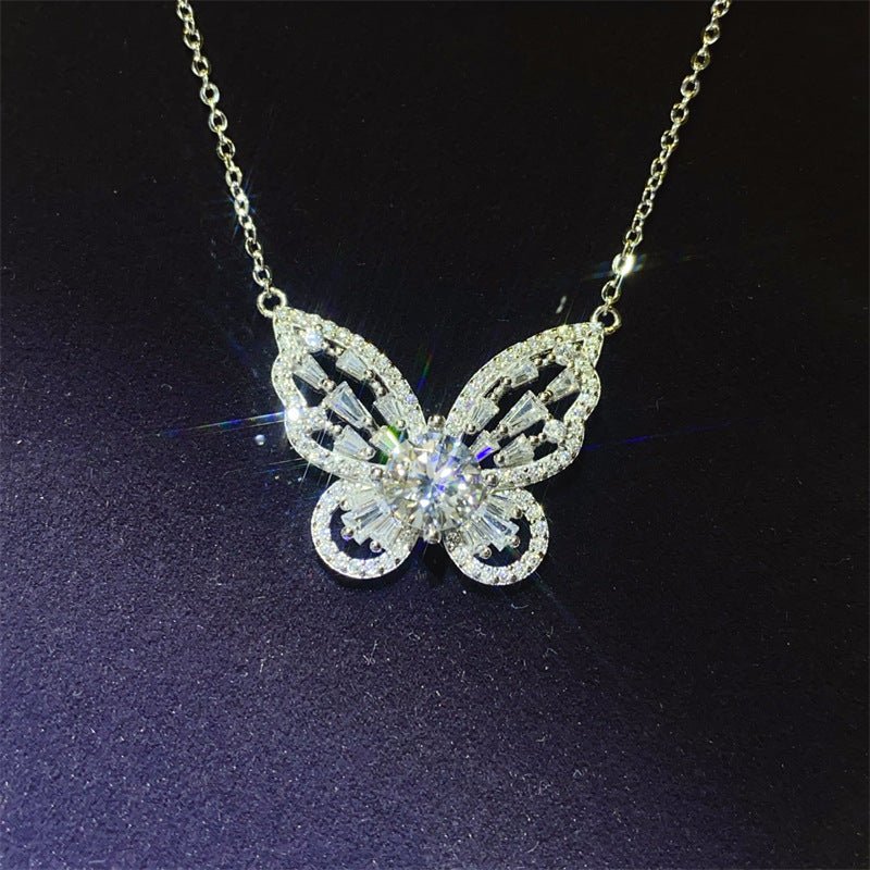 Butterfly Moissanite Pendant Necklace for Women, Sparkling Everyday Jewelry Gift – view 1