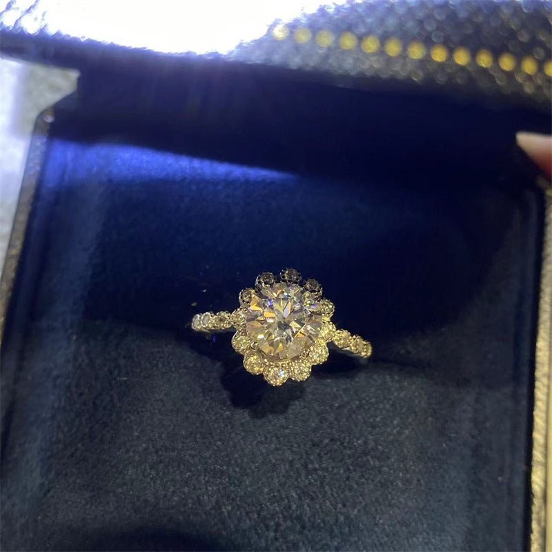 Moissanite Halo Flower Ring for Women, Promise Engagement Ring, Size 8-19 – view 1