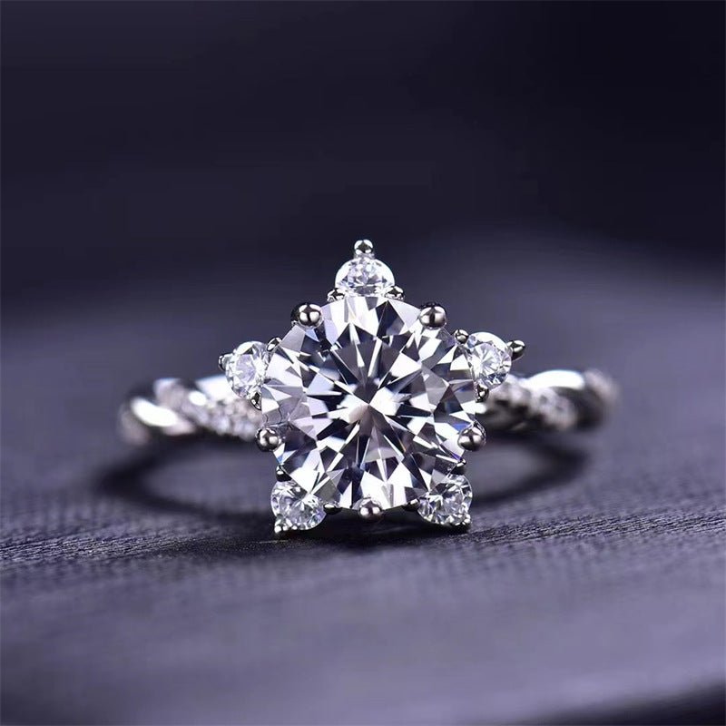 3 Carat Moissanite Floral Ring for Women, Twisted Band, Sizes 9-19 – view 1