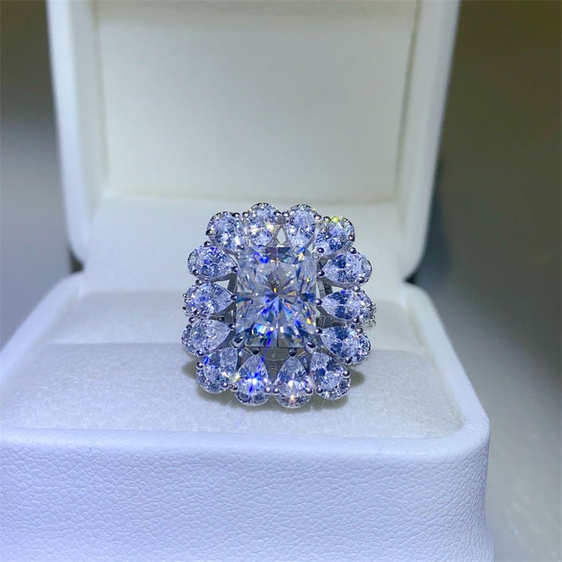 Radiant Cut Halo Moissanite Ring for Women – D Color VVS1 1 Carat, 2 Carat or 3 Carat Engagement Ring – view 1