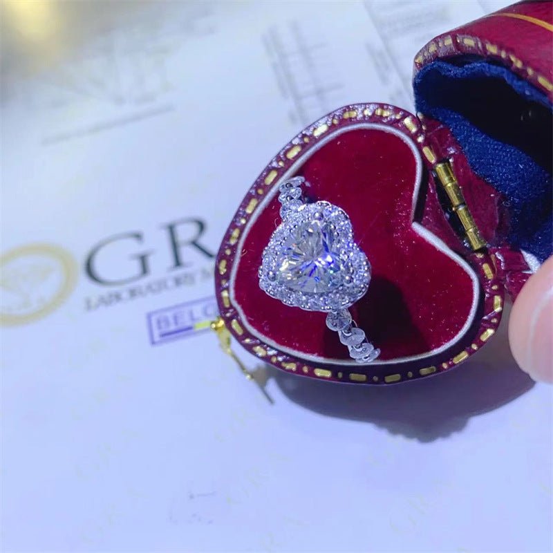 Heart-Shaped Moissanite Ring for Women, Halo Promise Ring, Size 8-19 – view 1