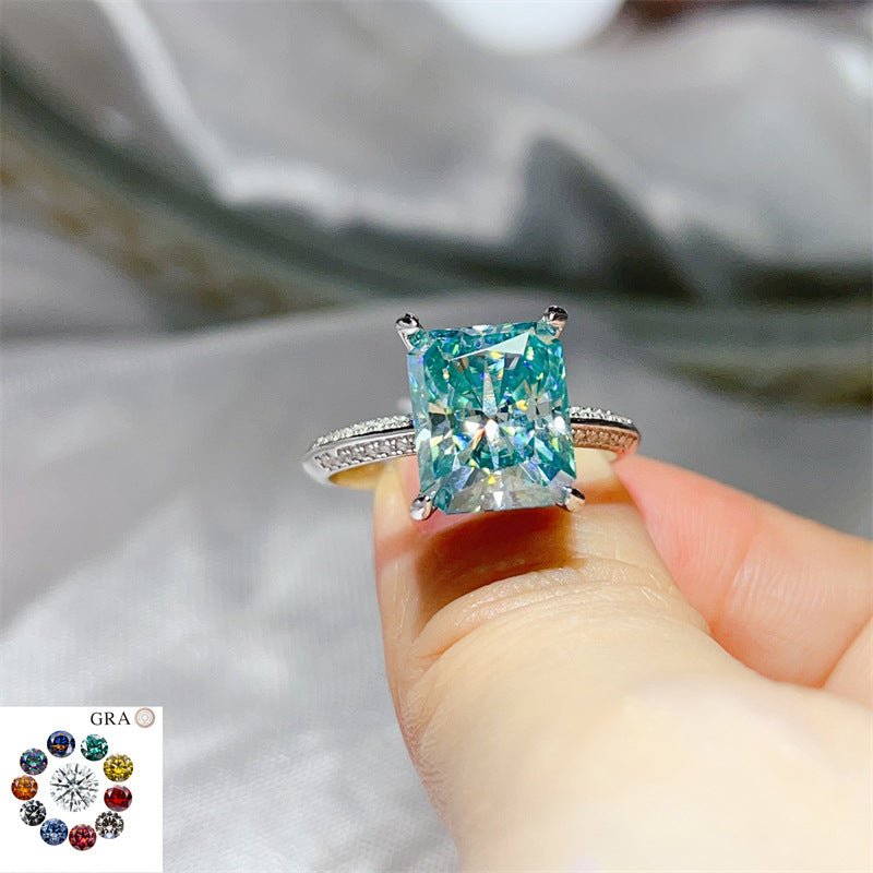 5 Carat Radiant Cut Moissanite Ring for Women, Geometric Halo Engagement Ring – view 1