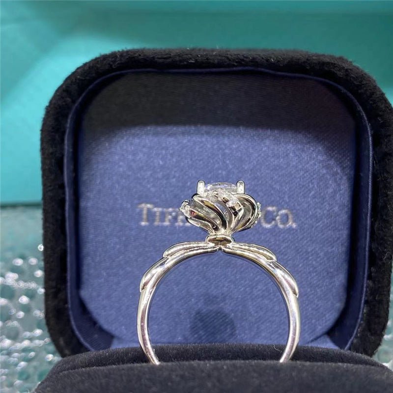 Moissanite Ring, Sculpted 3D Decorative Top, Polished Gift Ring for Women – view 1