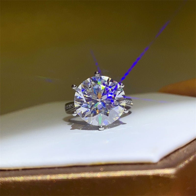 Round Cut Solitaire Moissanite Ring with Pavé-Style Band for Women – view 1
