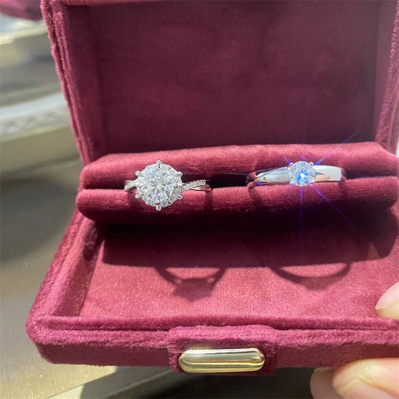 925 Silver VVS Moissanite Couple Ring, Snowflake Halo Engagement Promise Ring for Women and Men, 0.5 Carat or 1 Carat – view 1