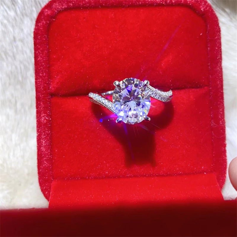 Oval 3 Carat Moissanite Ring for Women, Split Shank Engagement Ring, Size 9-19 – view 1