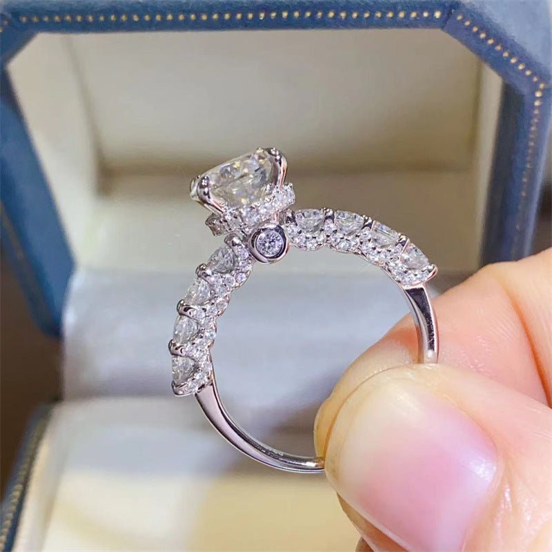 Moissanite U-Shape Ring for Women, Pear Cut Halo Style Statement Ring, Sizes 9-19 – view 1