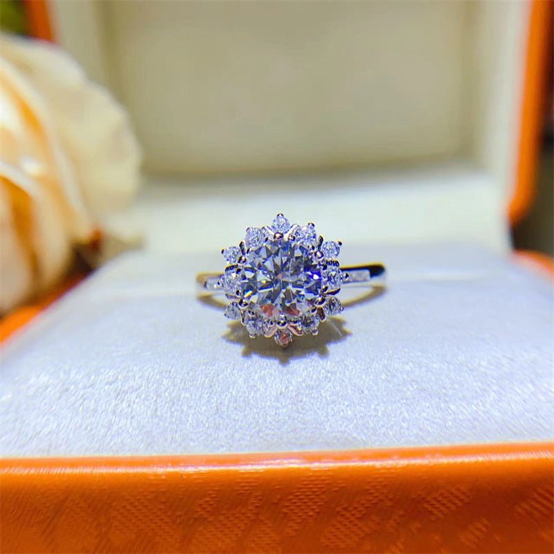 VVS1 Moissanite Floral Halo Ring for Women | Engagement & Promise Ring – view 1