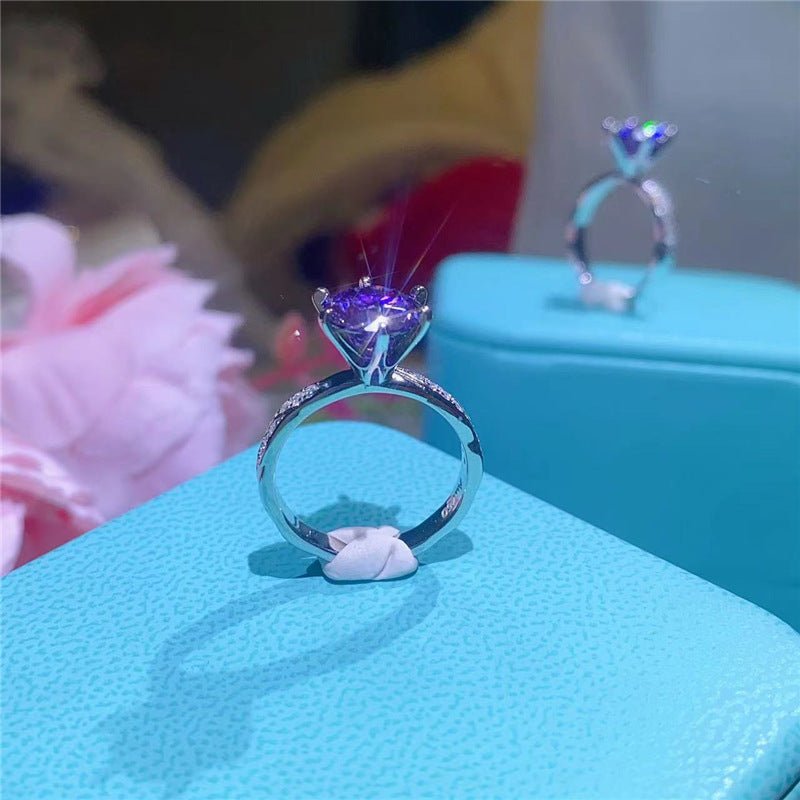 Purple Moissanite Ring for Women, U-Shaped Sparkle Ring, Sizes 8-20 – view 1