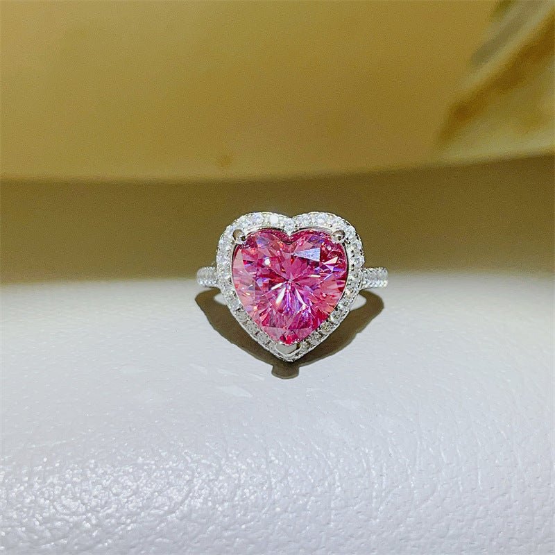 Pink Heart Moissanite Halo Ring for Women – 1 Carat, 2 Carat, 5 Carat Engagement Ring – view 1