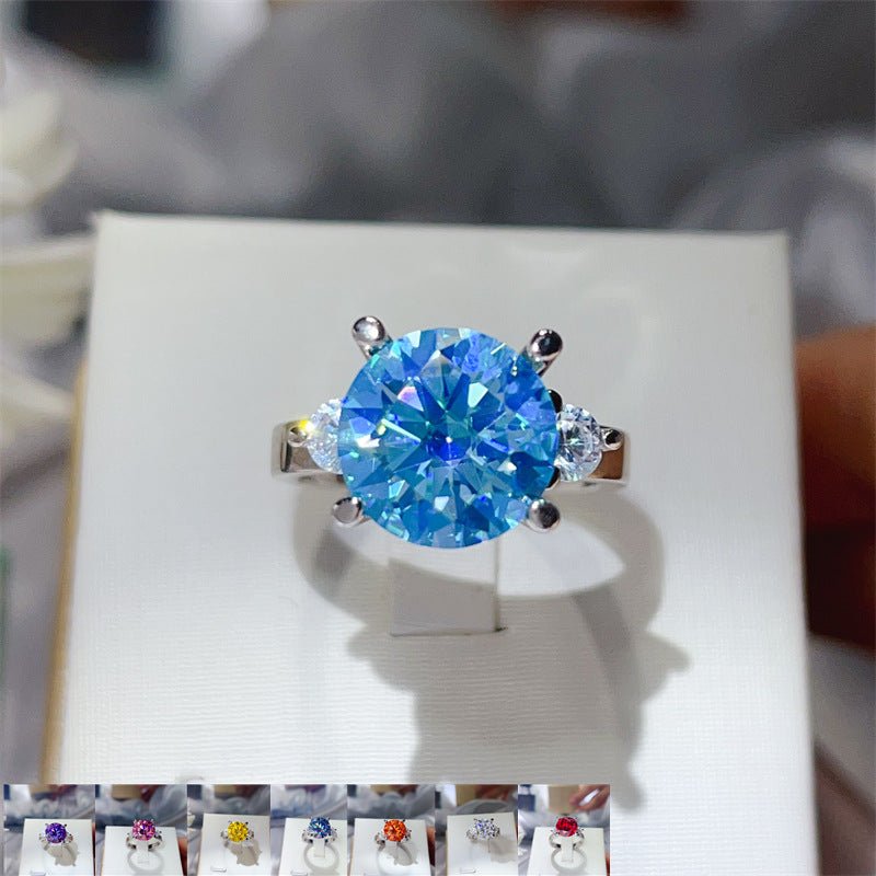5 Carat Three Stone Moissanite Ring for Women, Colorful Geometric Engagement Ring – view 1