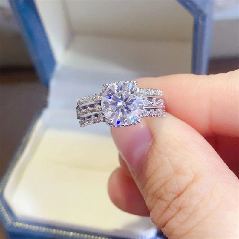 2 Carat Moissanite Ring for Women, Round Cut Split Shank Halo Engagement Ring – view 1